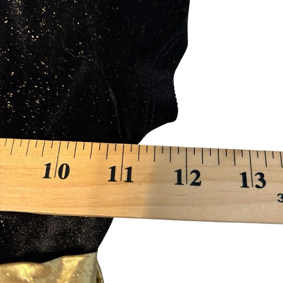 Nannette Kid Dress 8 Black Velvet Plaid Gold Bow Cap Sleeve Crinoline Shine Gray - Picture 8 of 10